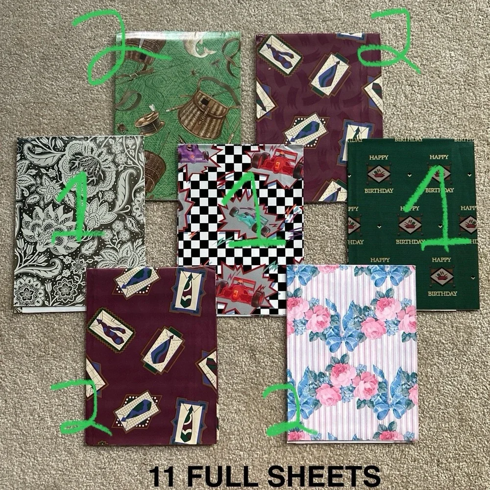 Vtg Lot 28 Full Sheets Wrapping‎ Paper All-Occasion 60's 70's 80's Plus Pieces